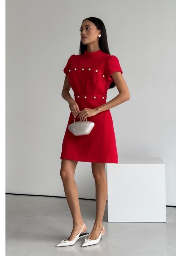 Tweed short dress with detachable skirt, with pearls Tweed short dress with detachable skirt, with pearls