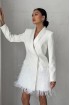 Short jacket dress with feathers, with flaps