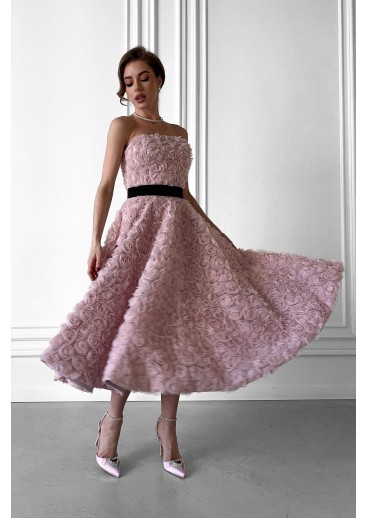 Midi bustier dress "Roses" with corset, with belt Midi bustier dress "Roses" with corset, with belt