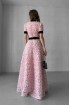 Long dress of Roses, with velvet belt