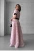 Long dress of Roses, with velvet belt