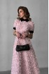 Long dress of Roses, with velvet belt