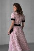 Long dress of Roses, with velvet belt