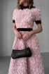 Long dress of Roses, with velvet belt