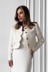 Твидовый короткий пиджак с фигурным бортом, с дизайнерскими пуговицами клевер
