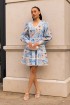 Linen Short Dress with Lace Sakura