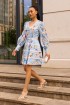 Linen Short Dress with Lace Sakura