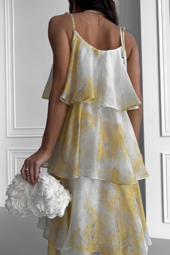 Long dress Mimosa tiered from Italian silk organza