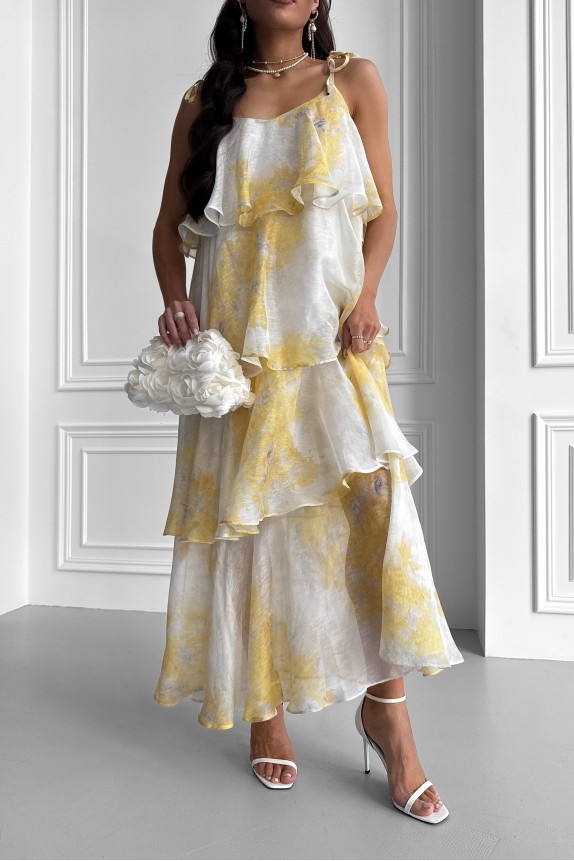 Long dress Mimosa tiered from Italian silk organza