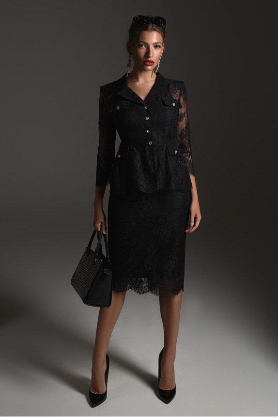 Three piece lace suit: skirt, top, jacket