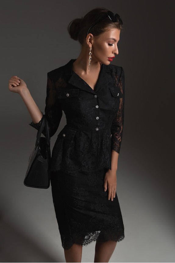 Three piece lace suit: skirt, top, jacket