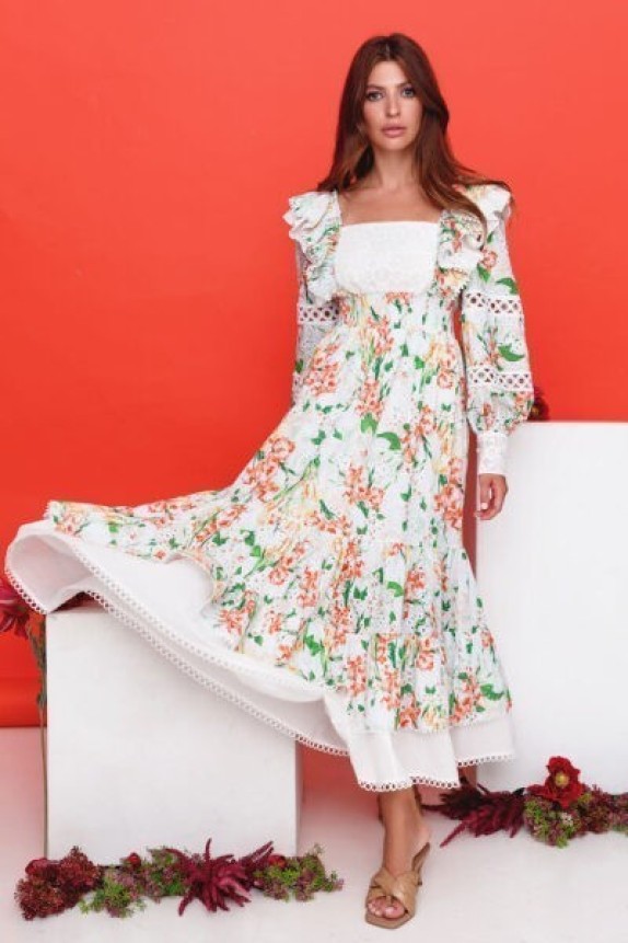 Krestjanka sundress of sewing with floral print