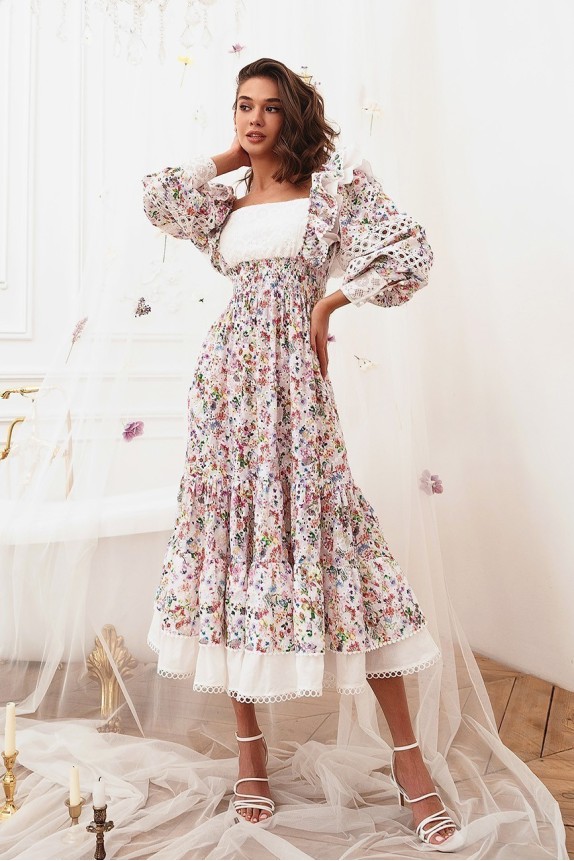 Krestjanka sundress of sewing with floral print