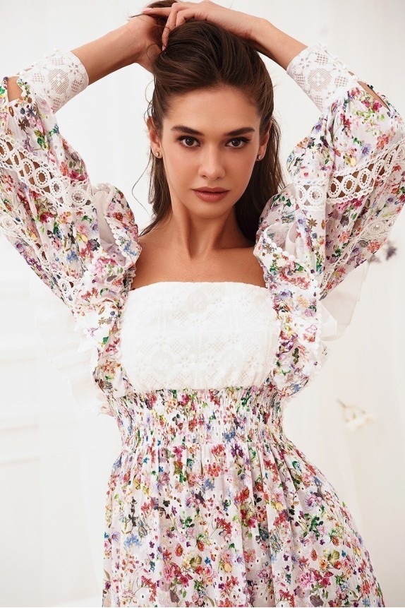 Krestjanka sundress of sewing with floral print