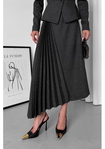 Твидовая юбка трапеция с плиссировкой Твидовая юбка трапеция с плиссировкой