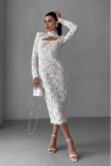 Lace midi dress with open back