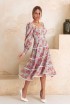 Flared dress with lace, made of Italian dress wool with floral print