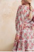 Flared dress with lace, made of Italian dress wool with floral print