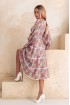 Flared dress with lace, made of Italian dress wool with floral print