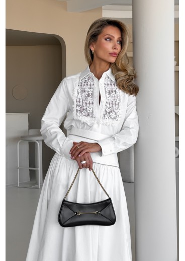 "Geometry" Cotton Shirt with Lace