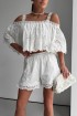Embroidered cotton shorts with pockets