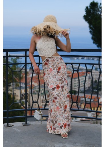 Long open-back linen crochet dress Long open-back linen crochet dress
