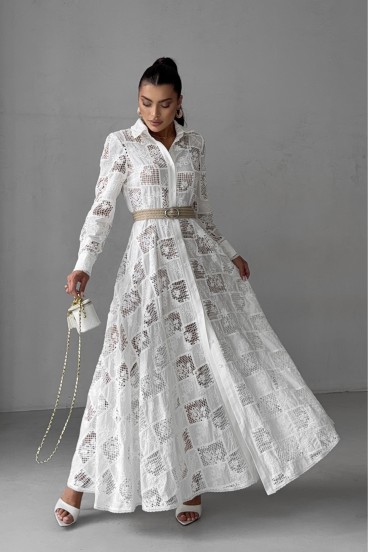 Long cotton shirt dress — Geometric print