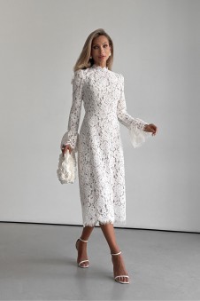 Fitted lace midi dress
