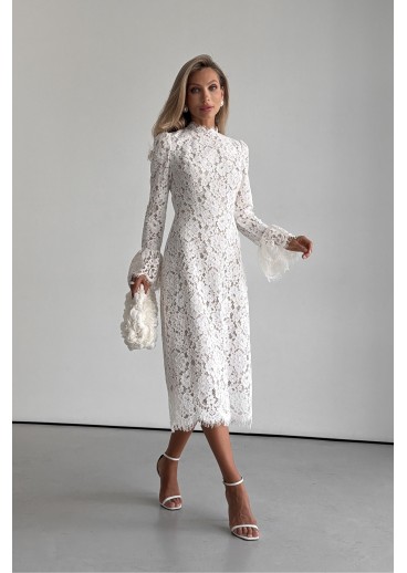 Fitted lace midi dress