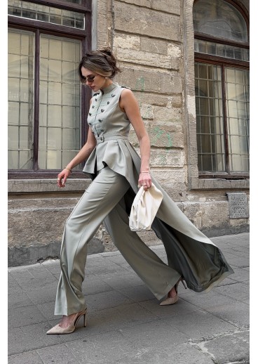 Military-style tailcoat vest in Italian fabric, featuring a train.