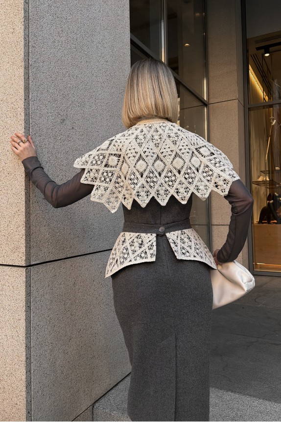 Macramé lace cape