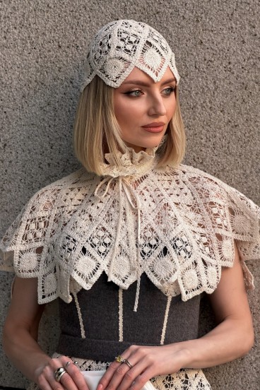 Кружевной чепец из макраме 