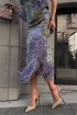 Skirt made of Italian printed fabric, featuring feathers