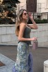 Skirt made of Italian printed fabric, featuring feathers