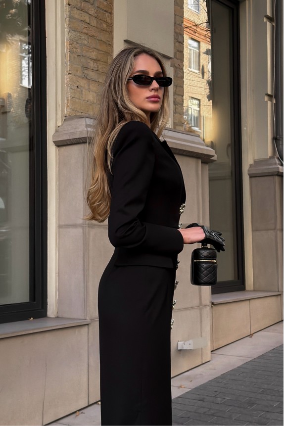Midi blazer dress with gold buttons