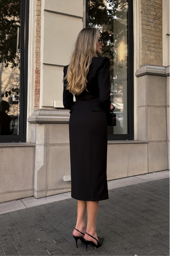 Midi blazer dress with gold buttons