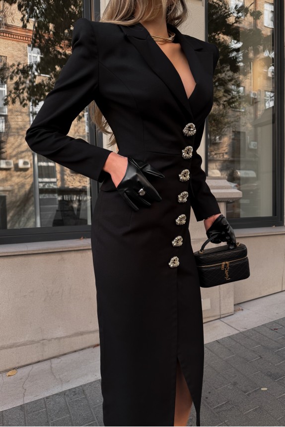 Midi blazer dress with gold buttons