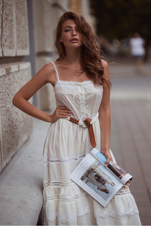 Cotton sundress with lace Angelica