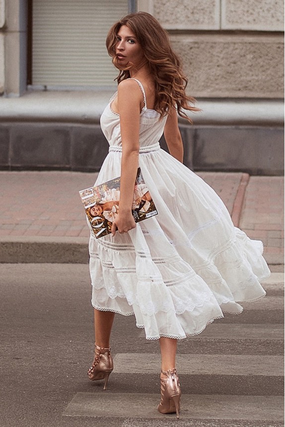 Cotton sundress with lace Angelica