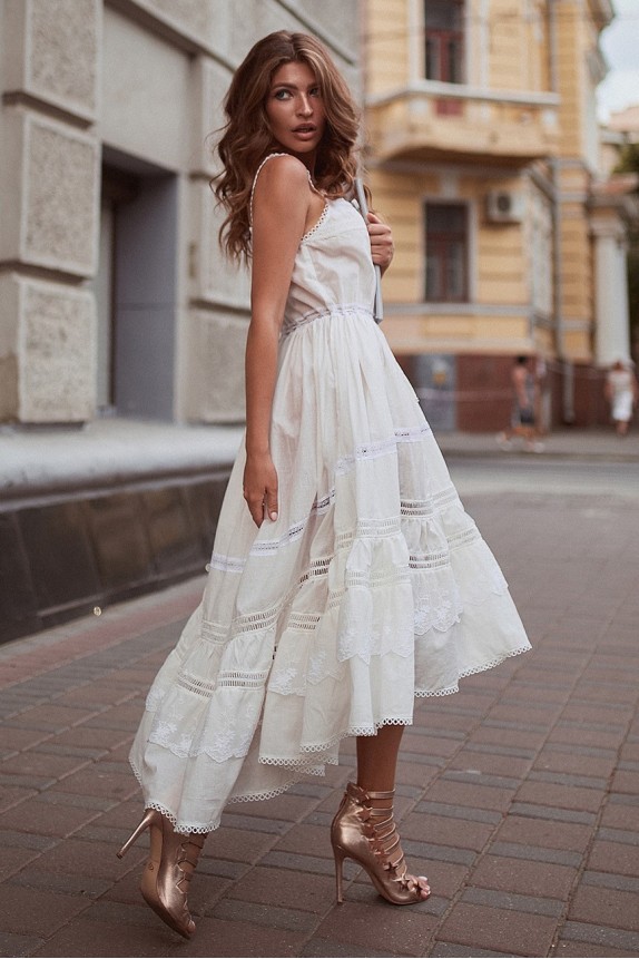 Cotton sundress with lace Angelica