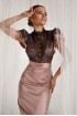 Silhouette dress with lace cleavage