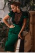 Silhouette dress with lace cleavage