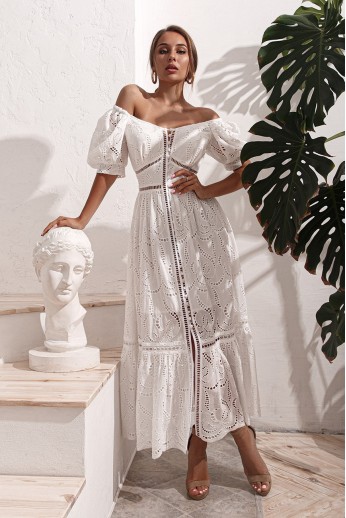 Cotton dress with flashlight sleeves