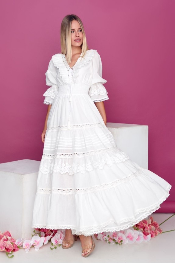 Cotton dress with lace and cord Сarmen