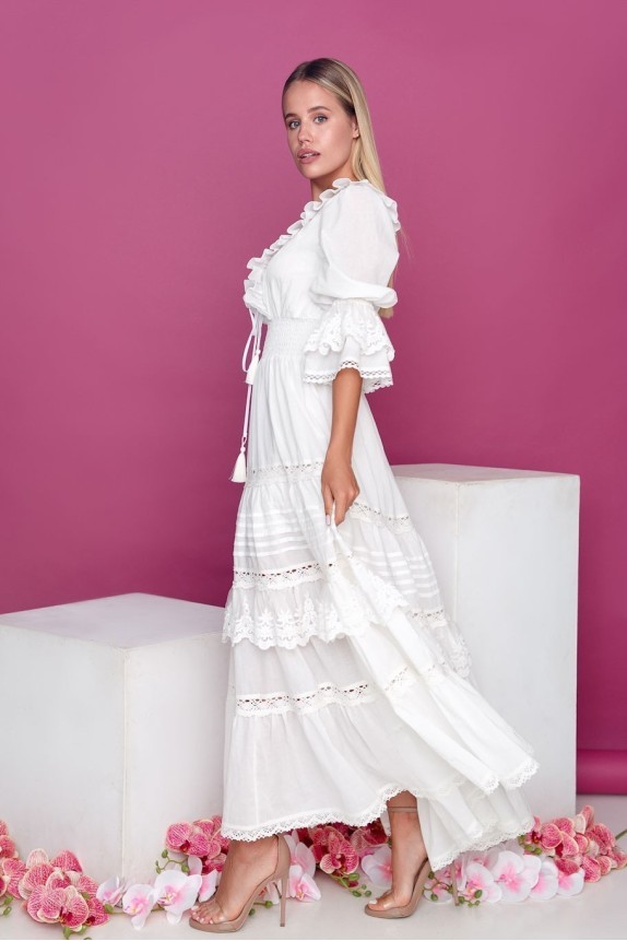 Cotton dress with lace and cord Сarmen