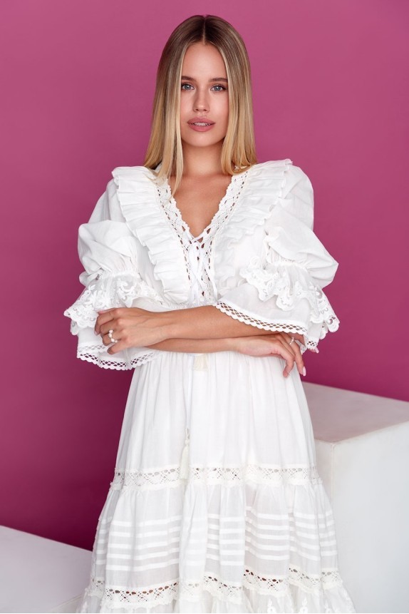 Cotton dress with lace and cord Сarmen