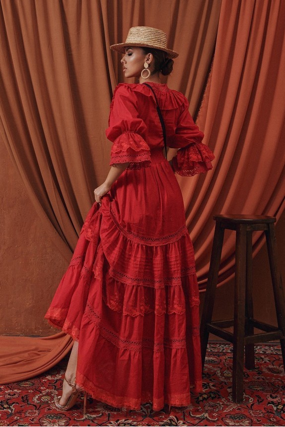 Cotton dress with lace and cord Сarmen
