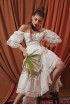 Cotton suit with fringe with skirt