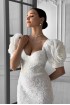 Rosette midi dress with cups and puff sleeves