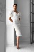 Rosette midi dress with cups and puff sleeves
